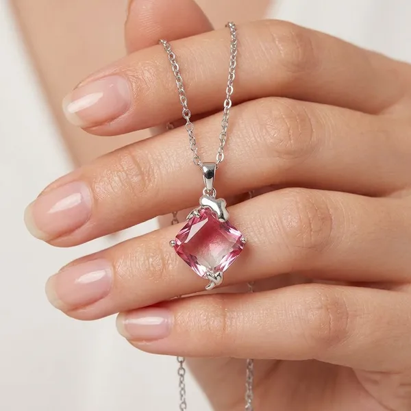 Rose_Pink_&_Silver_Demi_Fine_Pendant_Necklace_For_Women