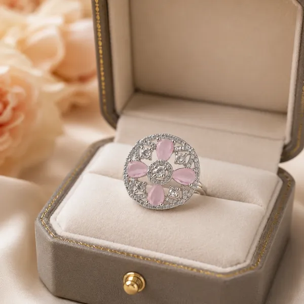 Rose_Pink_&_Silver_Demi_Fine_Ring_For_Women