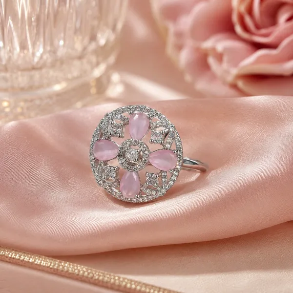 Rose_Pink_&_Silver_Demi_Fine_Ring_For_Women
