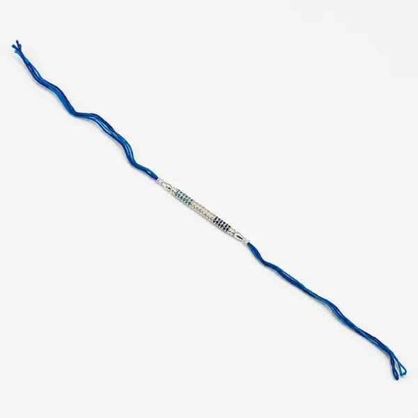 Royal_Blue_&_Silver_Beaded_Designer_Rakhi_for_Brother