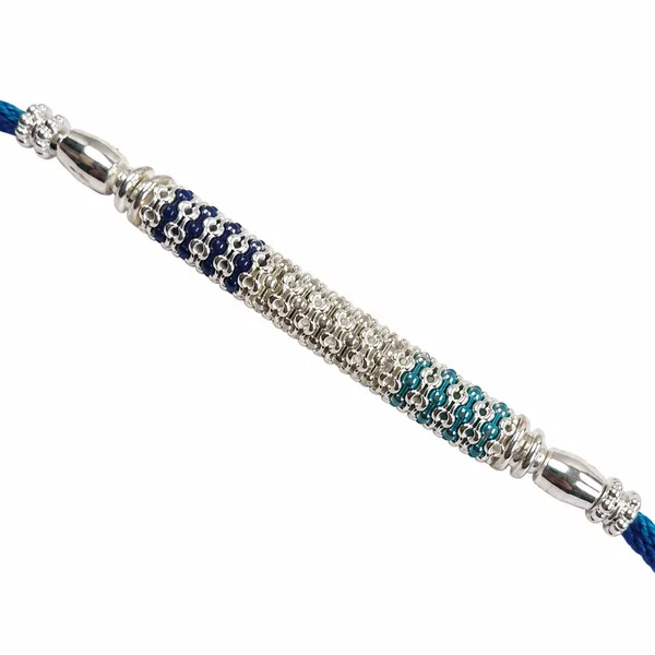 Royal_Blue_&_Silver_Beaded_Designer_Rakhi_for_Brother