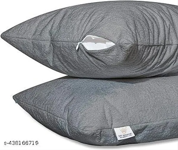 Mattress_Protector_Waterproof_Terry_Cotton_210Tc_Pillow_Protector_Standard_28X18_Grey_2_Piece