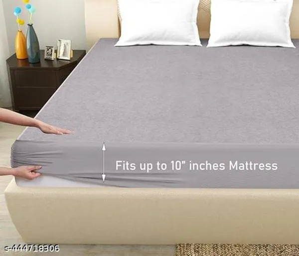 Bedsheet_Waterproor_Mattress_Topper_Bed_Cover_100_Terry_Cotton_Bed_Protector_Waterproof_For_Baby_Elastic_Fitted_Waterproof_Mattress_Protector_Double_Bed_Breathable_Bed_Cover_Mattress_Cover_Double_Bed_Cover_Gray_200_Gsm