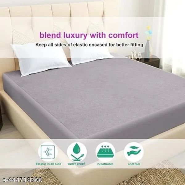 Bedsheet_Waterproor_Mattress_Topper_Bed_Cover_100_Terry_Cotton_Bed_Protector_Waterproof_For_Baby_Elastic_Fitted_Waterproof_Mattress_Protector_Double_Bed_Breathable_Bed_Cover_Mattress_Cover_Double_Bed_Cover_Gray_200_Gsm