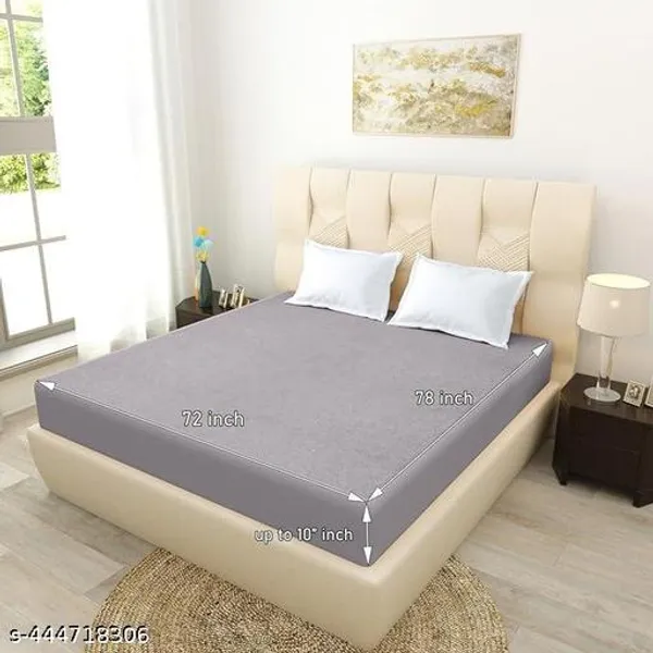 Bedsheet_Waterproor_Mattress_Topper_Bed_Cover_100_Terry_Cotton_Bed_Protector_Waterproof_For_Baby_Elastic_Fitted_Waterproof_Mattress_Protector_Double_Bed_Breathable_Bed_Cover_Mattress_Cover_Double_Bed_Cover_Gray_200_Gsm