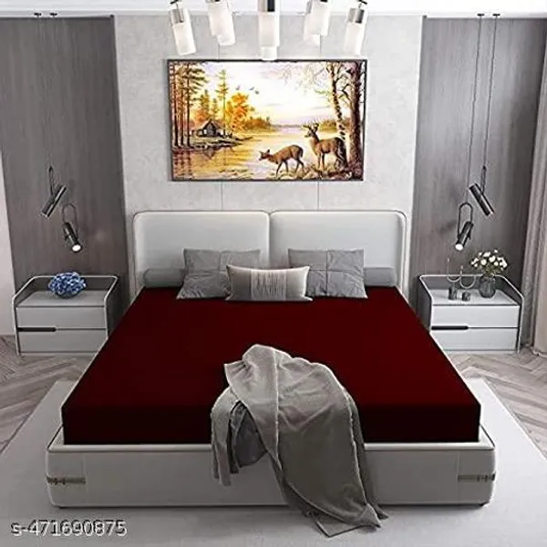 Waterproof_Premium_Cotton_Feel_Mattress_Protector_Double_Bed_Ultra_Soft_Breathable_Hypoallergenic_Fitted_Bed_Protector_Terry_Cover_6_Fits_Upto_10Maroon