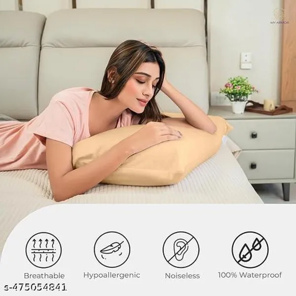 Waterproof_Dustproof_Terry_Cloth_Ultra_Soft_Hypoallergenic_Pillow_Protector_With_Concealed_Zipper_Set_Of_2_28X18_Navy_Blue_Comes_Without_Pillow