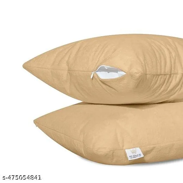 Waterproof_Dustproof_Terry_Cloth_Ultra_Soft_Hypoallergenic_Pillow_Protector_With_Concealed_Zipper_Set_Of_2_28X18_Navy_Blue_Comes_Without_Pillow