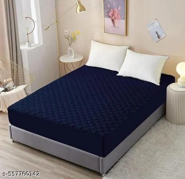 Quilted_150Gsm_Waterproof_Fitted_Bed_Ultra_Soft_Hypoallergenic_Mattress_Protector_With_Elastic_Fitted