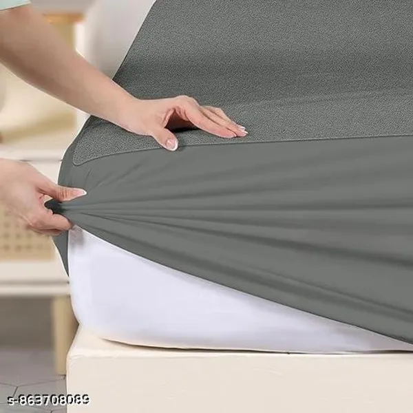 100_Waterproof_Premium_Cotton_Feel_Mattress_Protector_Ultra_Soft_Breathable_Fitted_Bed_Protector_Terry_Cover_Double_Bed_6_Fits_10Grey