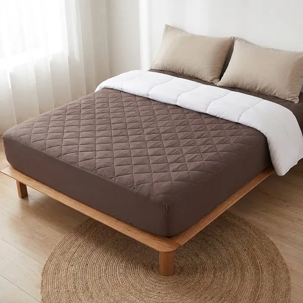 Quilted_150Gsm_Waterproof_Fitted_Bed_Ultra_Soft_Hypoallergenic_Mattress_Protector_With_Elastic_Fitted