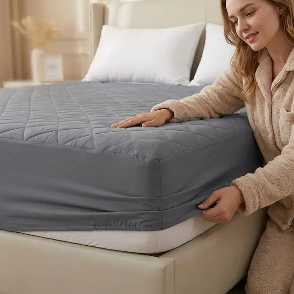 Quilted_150Gsm_Waterproof_Fitted_Bed_Ultra_Soft_Hypoallergenic_Mattress_Protector_With_Elastic_Fitted