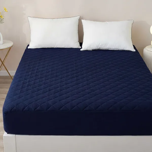 Quilted_150Gsm_Waterproof_Fitted_Bed_Ultra_Soft_Hypoallergenic_Mattress_Protector_With_Elastic_Fitted