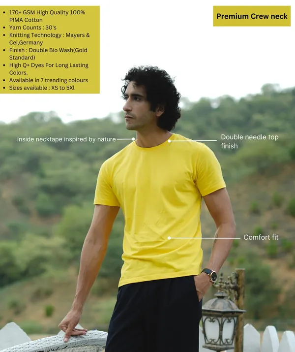 Men's_Yellow_Pima_Round_Neck_T-Shirt