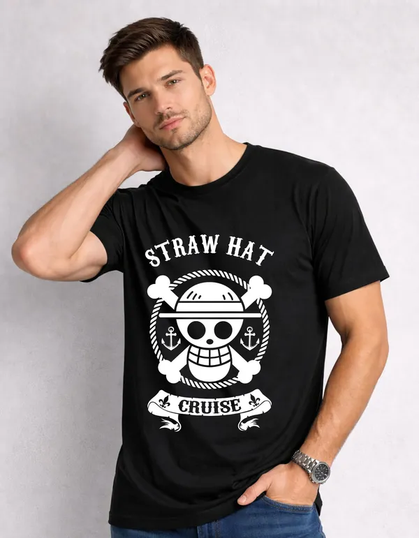 Relax_Fit_Typography_Straw_Hat_Printed_T_Shirt_180Gsm_Sinker_Cotton_Biowash_Premium_Graphic_Tee_For_Men_Off_Buddy