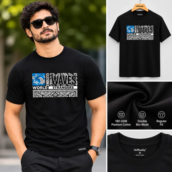 Hoffbuddy_Endless_Waves_Black_T-Shirt_for_Men_|_180_GSM_Double_Bio-Wash_Cotton_|_Regular_Fit