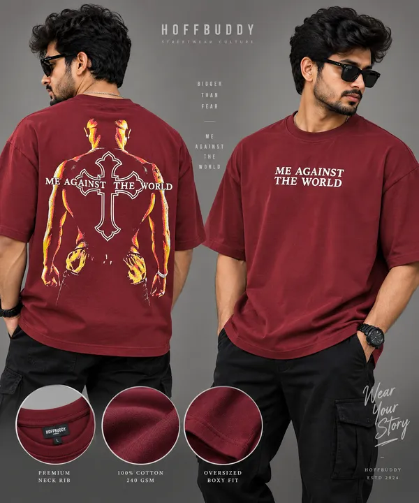 Hoffbuddy_Me_Against_The_World_Oversized_T-Shirt_–_Maroon