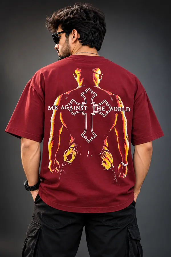 Hoffbuddy_Me_Against_The_World_Oversized_T-Shirt_–_Maroon