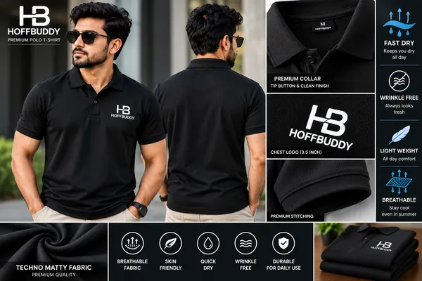 Hoffbuddy_Premium_Black_Techno_Matty_Polo_T-Shirt_|_Wrinkle-Free_&_Quick-Dry