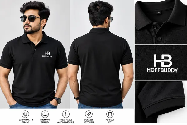 Hoffbuddy_Premium_Black_Techno_Matty_Polo_T-Shirt_|_Wrinkle-Free_&_Quick-Dry