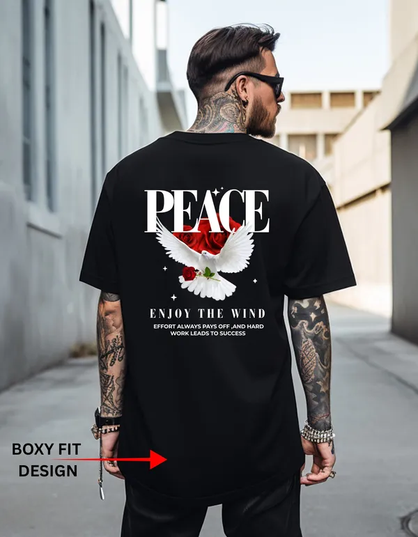 Oversized_Peace_Printed_T-Shirt_For_Men_180Gsm_Pure_Cotton_Bio-Wash_Drop_Shoulder_Streetwear_Tee