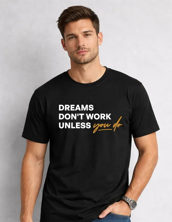 Relax_Fit_Typography_Dream_Don'T_Work_Printed_T_Shirt_180Gsm_Sinker_Cotton_Biowash_Premium_Graphic_Tee_For_Men_Off_Buddy