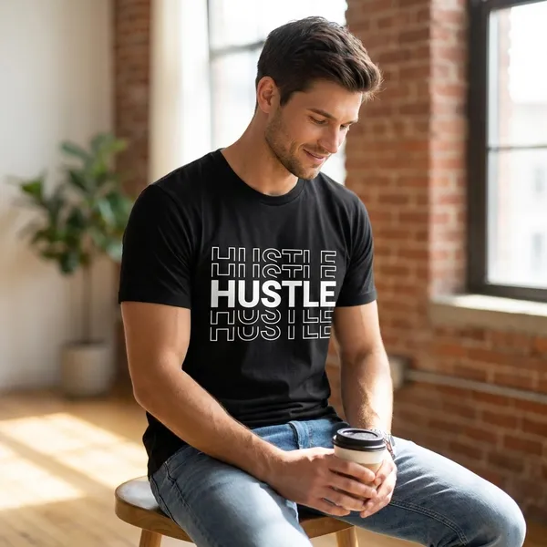 Relax_Fit_Typography_Hustle_Printed_T_Shirt_180Gsm_Sinker_Cotton_Biowash_Premium_Graphic_Tee_For_Men_Off_Buddy