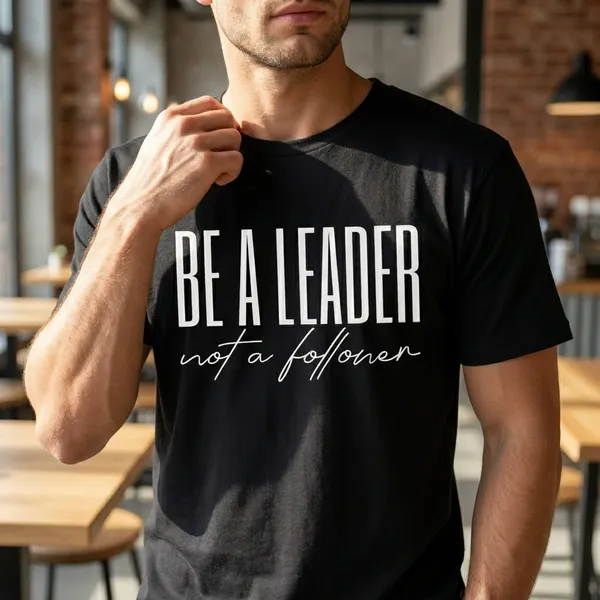 Relax_Fit_Be_A_Leader_Typography_Printed_T_Shirt_180Gsm_Sinker_Cotton_Biowash_Premium_Graphic_Tee_For_Men_Off_Buddy