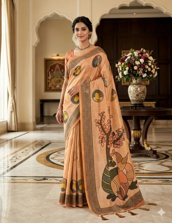 Peach_Lilan_Printed_Saree
