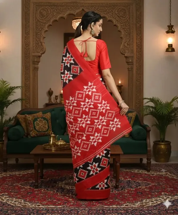 Red_And_Black_Lilan_Printed_Saree