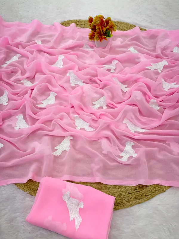 Pink_And_White_Lilan_Printed_Saree