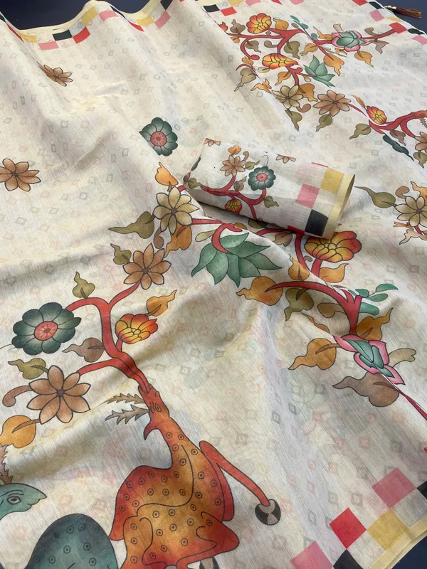 Beige_And_Gold_Lilan_Printed_Saree