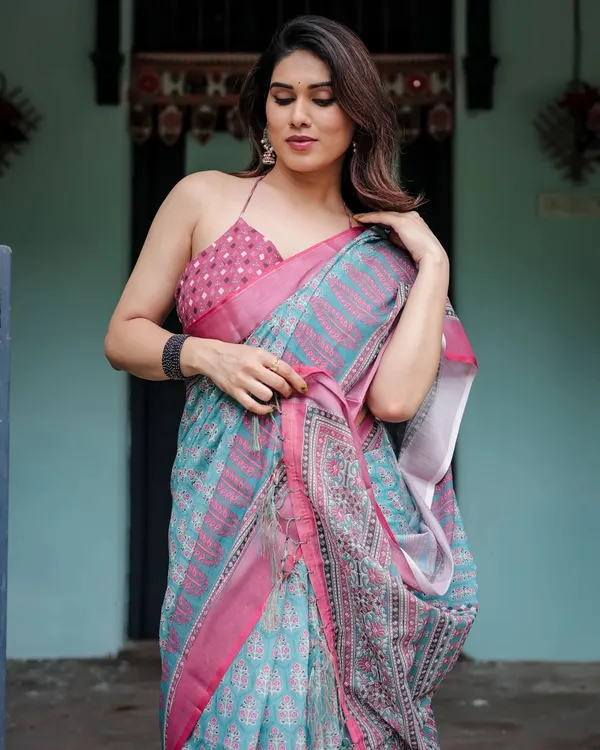 Light_Blue_And_Pink_Lilan_Printed_Saree
