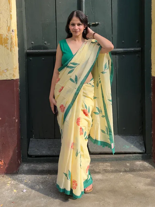 Cream_Lilan_Printed_Saree