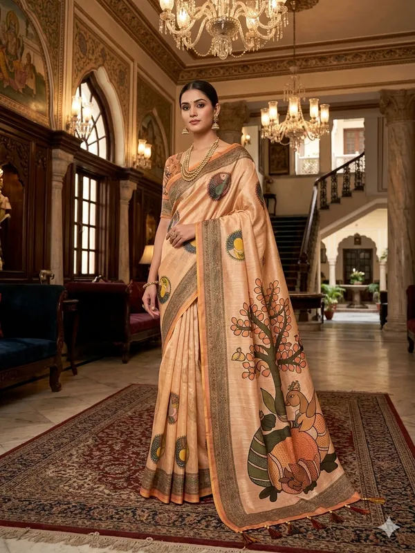 Peach_Lilan_Printed_Saree