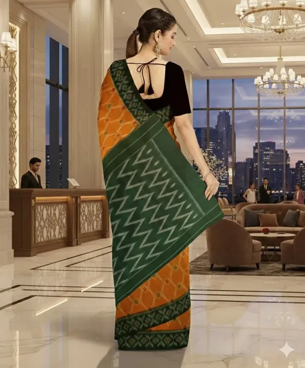 Mustard_Yellow_And_Green_Lilan_Printed_Saree