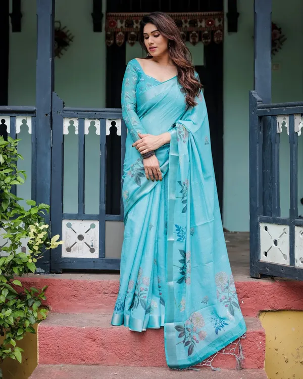 Sky_Blue_Lilan_Printed_Saree