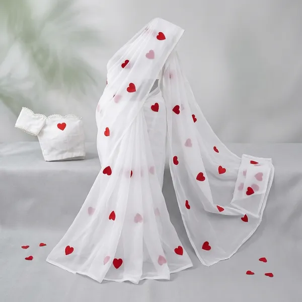 White_And_Red_Lilan_Printed_Saree