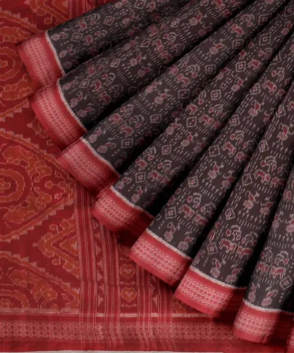 Brown_And_Red_Lilan_Printed_Saree