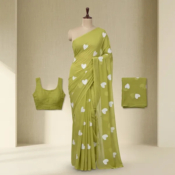Light_Green_Embroidery_Work_Saree_With_Blouse_Piece