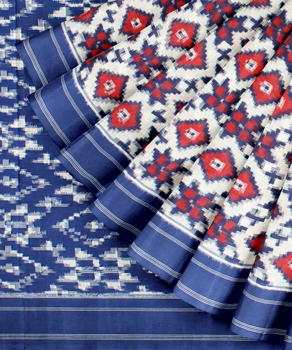 Blue_And_White_Lilan_Printed_Saree