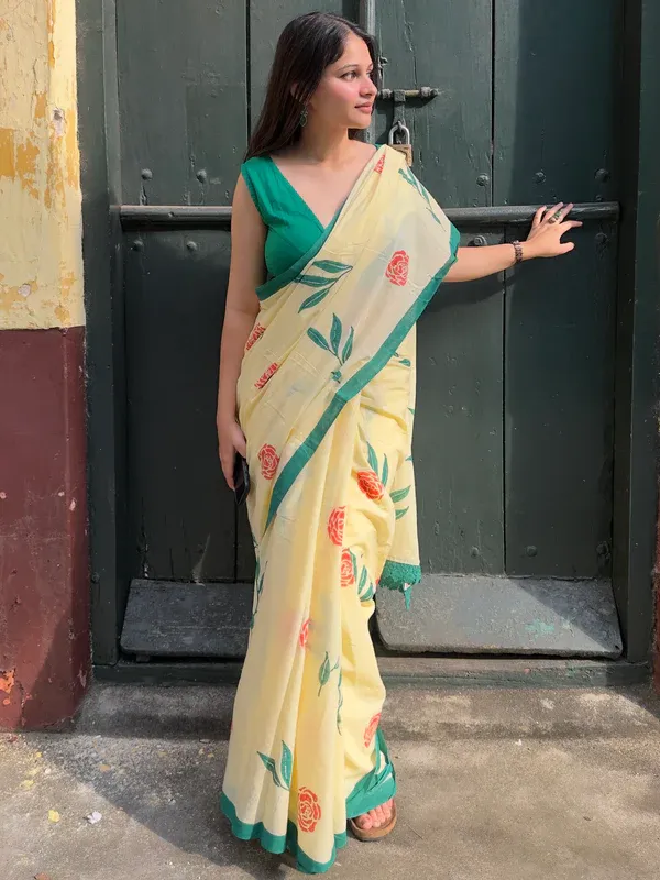 Cream_Lilan_Printed_Saree