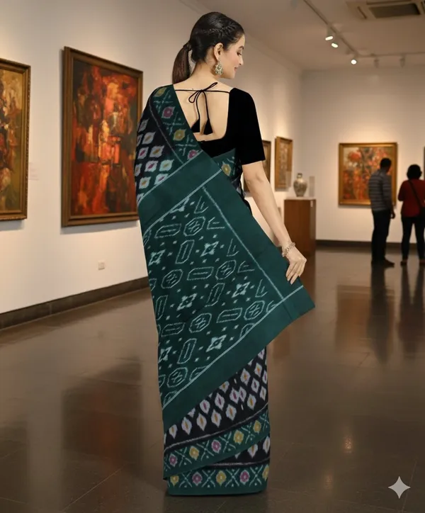 Green_And_Black_Lilan_Printed_Saree