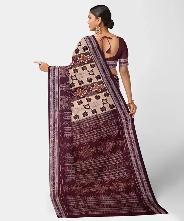 Maroon_And_Beige_Lilan_Printed_Saree
