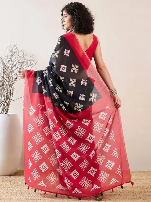 Red_And_Black_Lilan_Printed_Saree