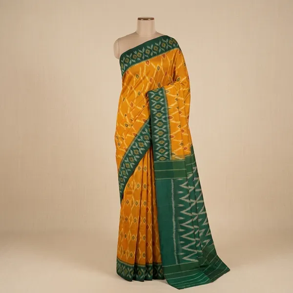 Mustard_Yellow_And_Green_Lilan_Printed_Saree