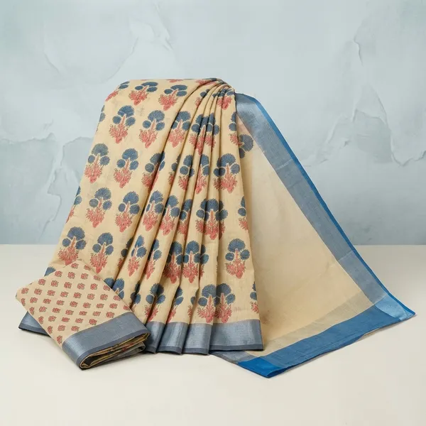 Beige_And_Grey_Lilan_Printed_Saree
