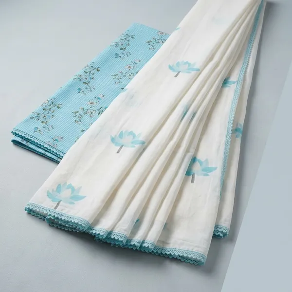 White_And_Blue_Lilan_Printed_Saree