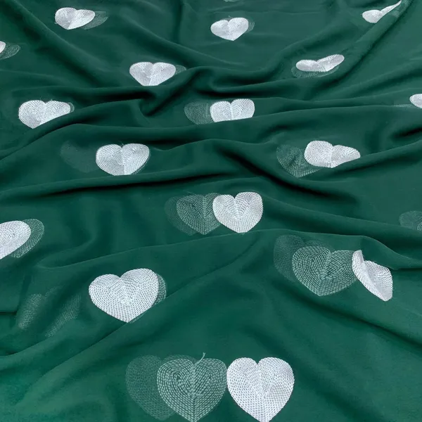 Green_Embroidery_Work_Saree_With_Blouse_Piece