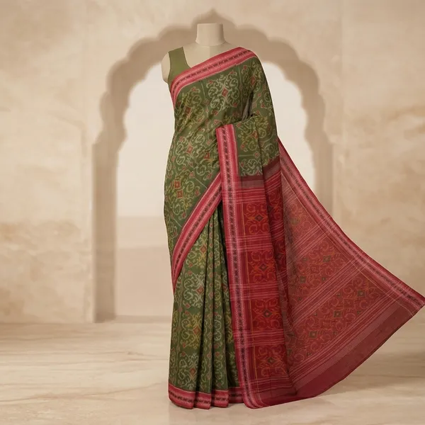 Olive_Green_And_Maroon_Lilan_Printed_Saree